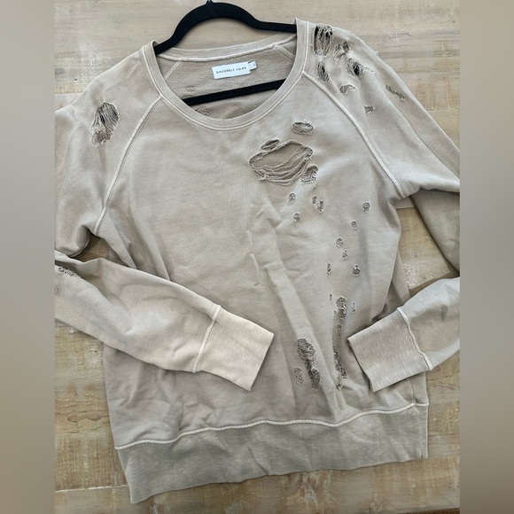 Sincerely Jules distressed torn all over crewneck sweater sweatshirt - Picture 1 of 13
